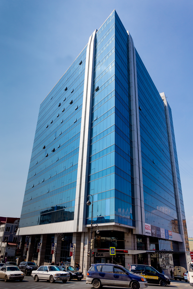Installation of glass facades for buildings